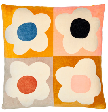 Floral Block Velvet Cushion
